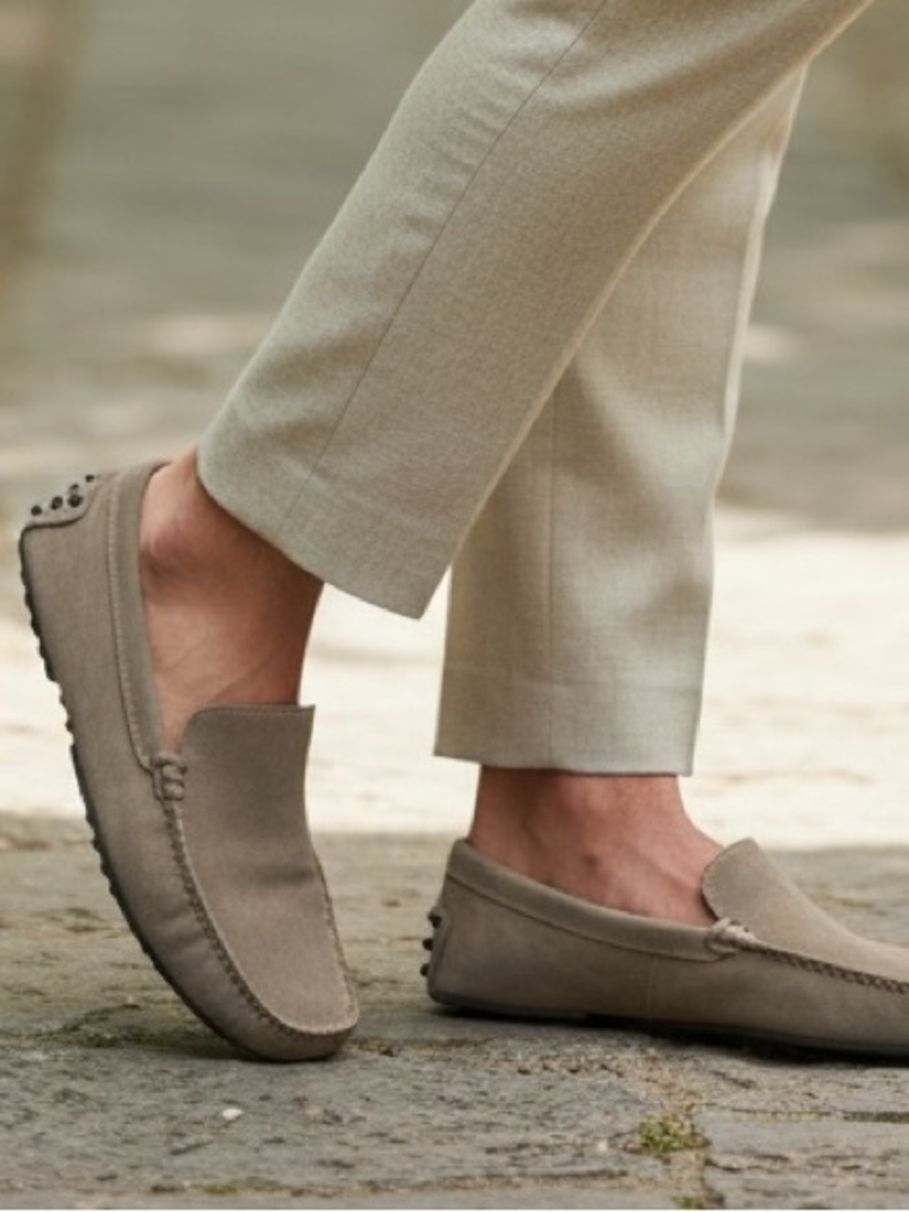TOD’S Men’s Gommino Driving in Nubuck Taupe Suede Driving Loafers